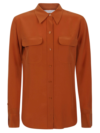 Equipment Slim Silk Shirt In Baked Clay Orange