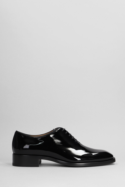 Christian Louboutin Corteo Lace Up Shoes In Black Patent Leather
