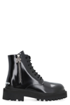 Palm Angels Combat Boots In Leather In Black