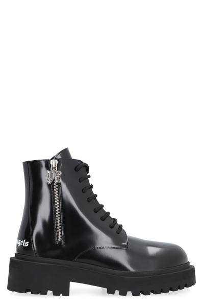 PALM ANGELS LEATHER COMBAT BOOTS