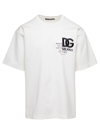 DOLCE & GABBANA WHITE CREWNECK T-SHIRT WITH CONTRASTING LOGO PRINT IN COTTON MAN