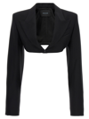 MUGLER CROPPED JACKET WITH PADDED SHOULDERS