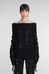 Blumarine Rouched Turtleneck Sweater In Black
