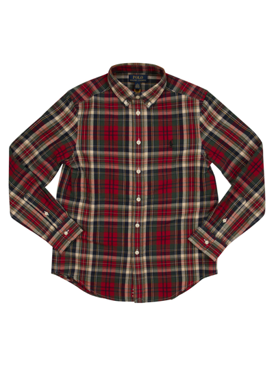 Polo Ralph Lauren Kids' Big Boys Plaid Brushed Cotton Oxford Shirt In Red,green Multi