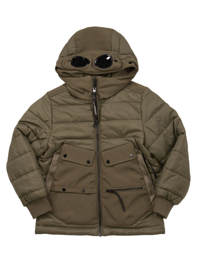 C.p. Company Kids' Jacket With Pockets And Hood In Military Green