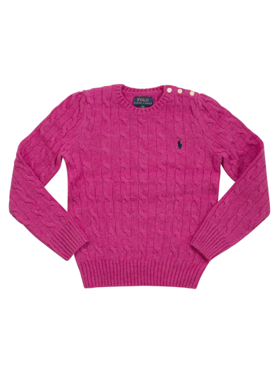 Polo Ralph Lauren Kids' Wool And Cashmere Cable-knit Sweater In Fuchsia
