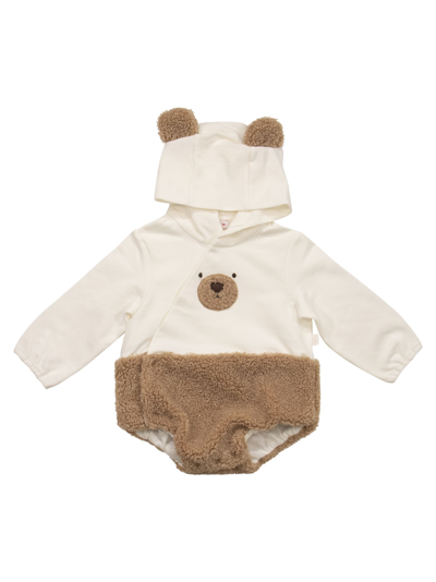 Il Gufo Kids' Teddy Bear Sleepsuit In Milk/nut