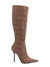 VERSACE CANVAS BOOTS WITH ALL-OVER LOGO