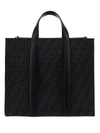 Fendi Structured Monogram Tote Bag With Detachable Strap In Black