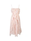 Chloé Ruched Ruffle Voile Midi Dress