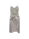 MAISON MARGIELA LAMINTED COTTON DRESS WITH FRONTAL BOW