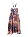 ZIMMERMANN SILK DRESS WITH PATCH PAISLEY PRINT