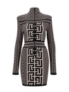 BALMAIN KNIT DRESS WITH ALL-OVER MONOGRAM