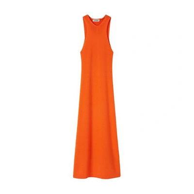 Jil Sander Ribbed-knit Cut-out Dress In Orange