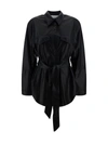 Nanushka Vegan-leather Belted Oversize Shirt