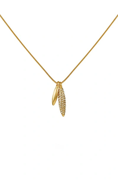 Vince Camuto Crystal Stone Leaf Pendant Necklace In Gold