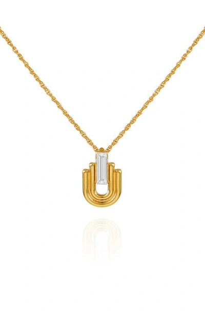 Vince Camuto Baguette Arch Pendant Necklace In Gold