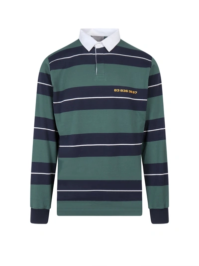 Vtmnts Striped Polo Shirt In Cotton Knit In Green