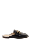 Tod's Glossy Black Slippers With Logo Plaque