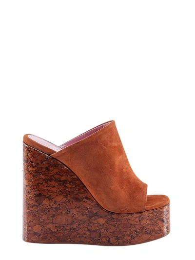 Haus Of Honey Suede Leather Wedge Sandals In Brown