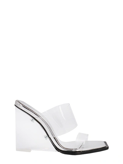 Alexander Mcqueen Vinyl Dual-band Clear Wedge Sandals In Silver