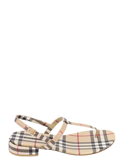 BURBERRY LEATHER SANDALS WITH VINTAGE CHECK MOTIF
