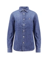 Polo Ralph Lauren Blue Shirt With Classic Collar And Pony Embroidery On The Front In Denim Woman