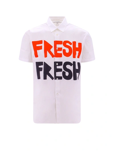 Comme Des Garçons Shirt Cotton Shirt With Contrasting Print In White