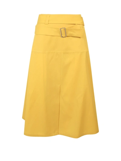 Jil Sander Front Split Midi Skirt In Yellow