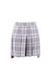 THOM BROWNE SILK AND COTTON SKIRT WITH TARTAN MOTIF