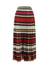 Gucci Midi Multicolor Pleated Striped Skirt In Lurex Woman