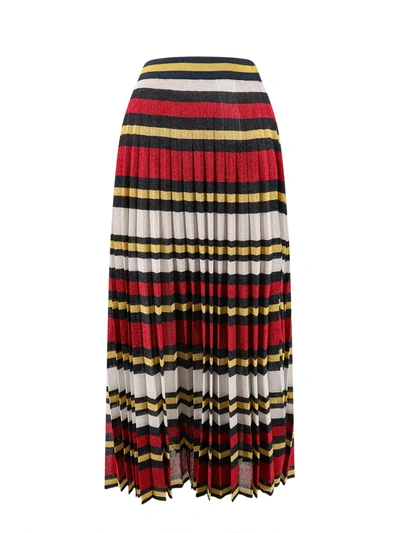Gucci Jacquemus Stripes Pleated Midi Skirt In Multicolor