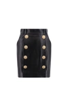 BALMAIN LEATHER SKIRT WITH ICONIC BUTTONS
