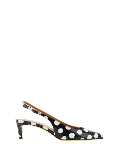 Tory Burch Polka-dot Patent Leather Slingback Pumps In Multicolor