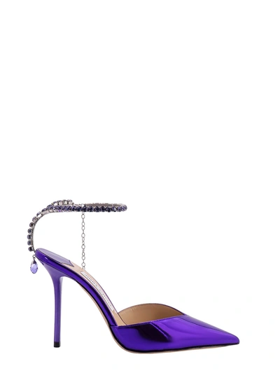 JIMMY CHOO LAMINATED SLINGBACK WITH RHINESTONE DETAIL