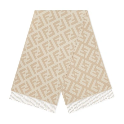 Fendi Ff Scarf In Beige