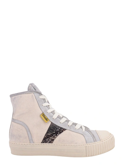 RHUDE CANVAS AND SUEDE SNEAKERS WITH ANIMALIER DETAIL