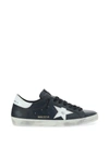 Golden Goose 'super-star' Black Low Top Sneakers With Logo Patch And Suede Details In Leather Man