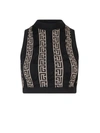 Balmain Monogram Stripe Wool Blend Crop Top