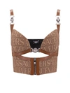 Versace Garden Monogram Patterned Crop Top With Clip Closure