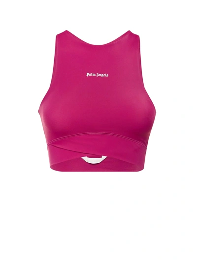 Palm Angels New Classic Training Top In Burgundy White