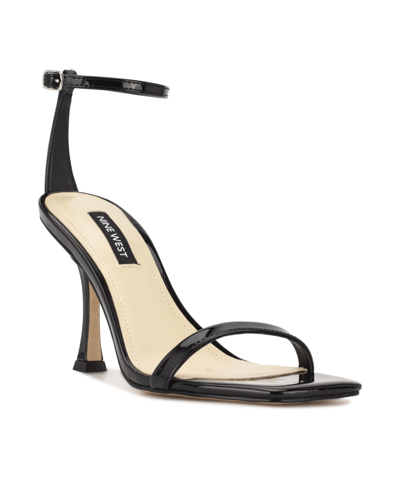 Nine West Women's Yess Square Toe Tapered Heel Dress Sandals In Black