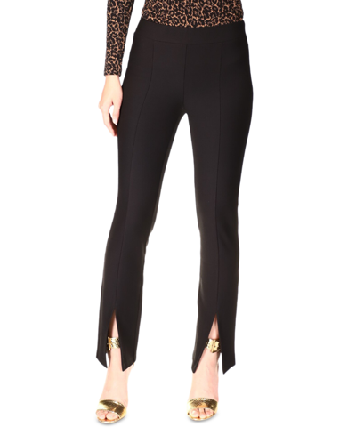 Michael Kors Michael  Petite Split-hem Flared Pull-on Pants In Black