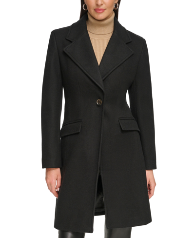 Dkny Women's Single-button Reefer Coat In Black