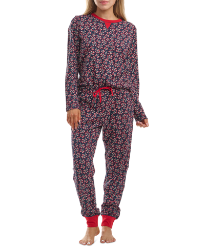 Tommy Hilfiger Women's 2-pc. Packaged Printed Thermal Pajamas Set In Navy Blazer Floral