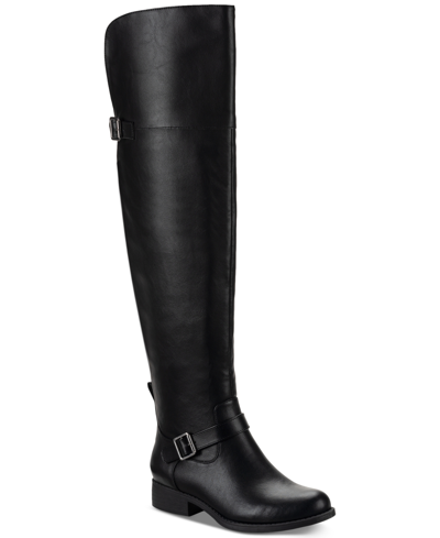 SUN + STONE WOMEN'S ANYAA WIDE-CALF BUCKLED OVER-THE-KNEE BOOTS, CREATED FOR MACY'S