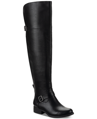 Sun + Stone Women's Anyaa Wide-calf Buckled Over-the-knee Boots, Created For Macy's In Black