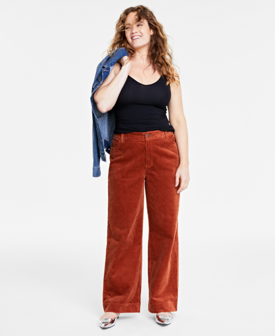 On 34th Women's Wide-leg Corduroy Pants, Created For Macy's In Toasted Ginger