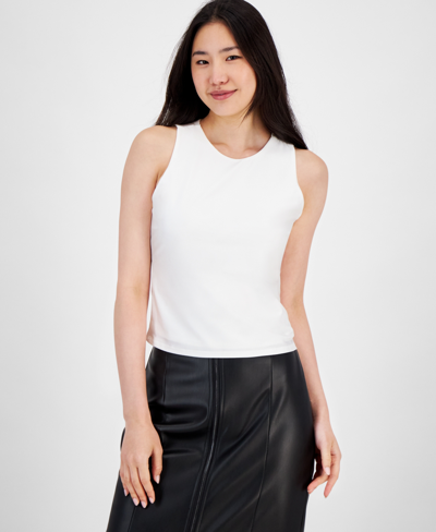 Bar Iii Women's Crewneck Shine-knit Tank, Created For Macy's In Bright White