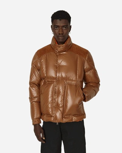 Moncler Ain Recycled Shiny Tech Down Jacket In Brown
